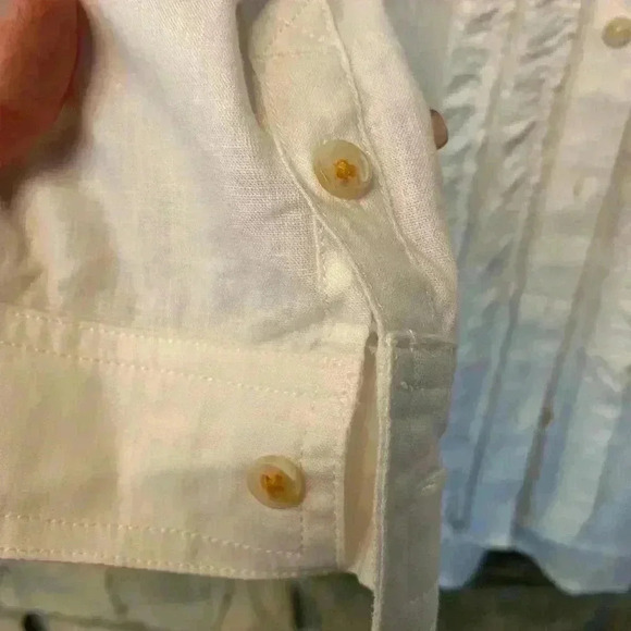 Pilcro Womens Linen Viscose White Feminine Ruffle Button Down Blouse large - Picture 6 of 16